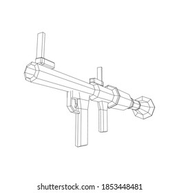 Lanzagranadas propulsadas por cohetes antitanque - RPG 7. Ilustración vectorial de malla baja de malla de malla de alambre.