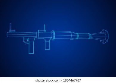 Anti-tank rocket propelled grenade launcher - RPG 7. Wireframe low poly mesh vector illustration.