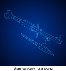 Panzerabwehrraketenwerfer - RPG 7. Wireframe Low-Poly-Mesh, Vektorgrafik.
