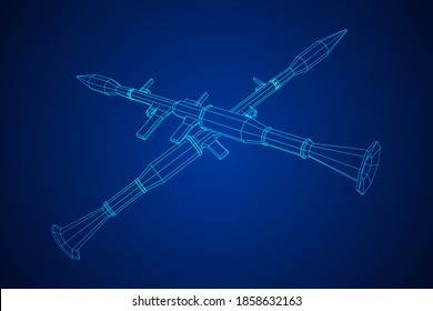 Panzerabwehrraketenwerfer - RPG 7. Wireframe Low-Poly-Mesh, Vektorgrafik.