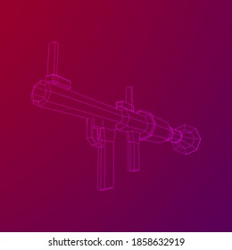 Panzerabwehrraketenwerfer - RPG 7. Wireframe Low-Poly-Mesh, Vektorgrafik.