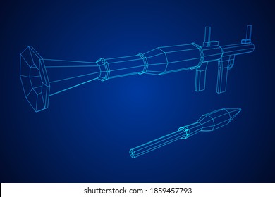 Panzerabwehrraketenwerfer - RPG 7. Wireframe Low-Poly-Mesh, Vektorgrafik.