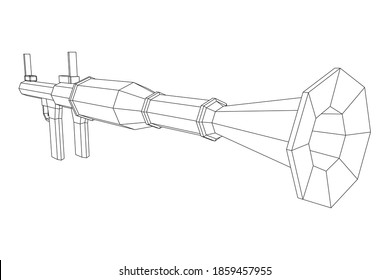 Anti-tank rocket propelled grenade launcher - RPG 7. Wireframe low poly mesh vector illustration.