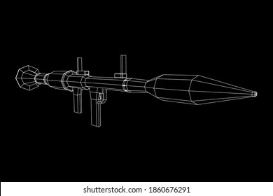 Anti-tank rocket propelled grenade launcher - RPG 7. Wireframe low poly mesh vector illustration.