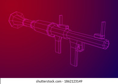 Lanzagranadas propulsadas por cohetes antitanque - RPG 7. Ilustración vectorial de malla baja de malla de malla de alambre.