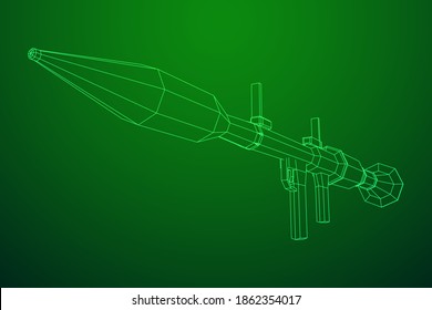 Anti-tank rocket propelled grenade launcher - RPG 7. Wireframe low poly mesh vector illustration.