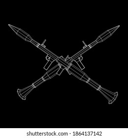 Lanzagranadas propulsadas por cohetes antitanque - RPG 7. Ilustración vectorial de malla baja de malla de malla de alambre.