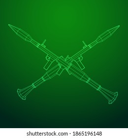 Anti-tank rocket propelled grenade launcher - RPG 7. Wireframe low poly mesh vector illustration.