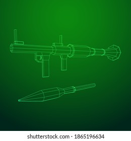 Anti-tank rocket propelled grenade launcher - RPG 7. Wireframe low poly mesh vector illustration.