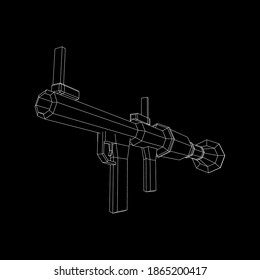 Anti-tank rocket propelled grenade launcher - RPG 7. Wireframe low poly mesh vector illustration.