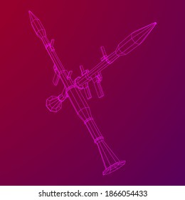 Panzerabwehrraketenwerfer - RPG 7. Wireframe Low-Poly-Mesh, Vektorgrafik.