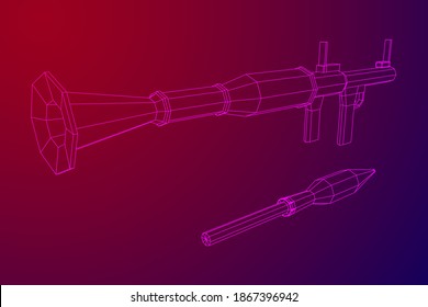 Anti-tank rocket propelled grenade launcher - RPG 7. Wireframe low poly mesh vector illustration.
