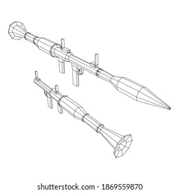Panzerabwehrraketenwerfer - RPG 7. Wireframe Low-Poly-Mesh, Vektorgrafik.
