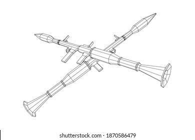 Anti-tank rocket propelled grenade launcher - RPG 7. Wireframe low poly mesh vector illustration.