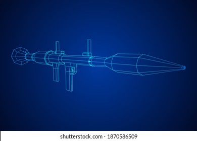 Panzerabwehrraketenwerfer - RPG 7. Wireframe Low-Poly-Mesh, Vektorgrafik.
