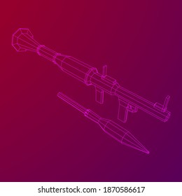 Lanzagranadas propulsadas por cohetes antitanque - RPG 7. Ilustración vectorial de malla baja de malla de malla de alambre.