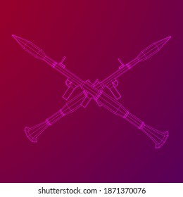 Lanzagranadas propulsadas por cohetes antitanque - RPG 7. Ilustración vectorial de malla baja de malla de malla de alambre.