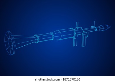 Anti-tank rocket propelled grenade launcher - RPG 7. Wireframe low poly mesh vector illustration.