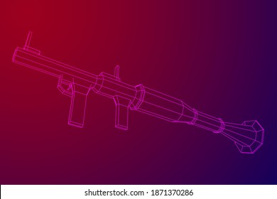 Anti-tank rocket propelled grenade launcher - RPG 7. Wireframe low poly mesh vector illustration.