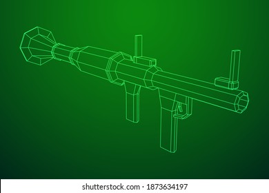 Anti-tank rocket propelled grenade launcher - RPG 7. Wireframe low poly mesh vector illustration.