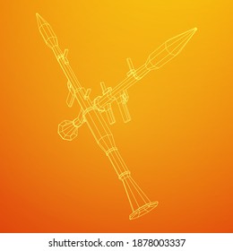 Panzerabwehrraketenwerfer - RPG 7. Wireframe Low-Poly-Mesh, Vektorgrafik.