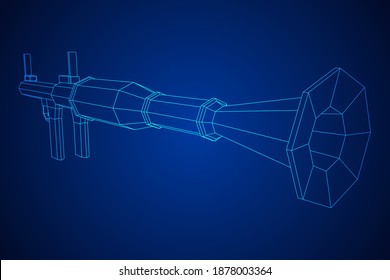 Lanzagranadas propulsadas por cohetes antitanque - RPG 7. Ilustración vectorial de malla baja de malla de malla de alambre.