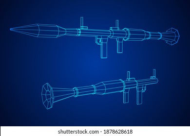Anti-tank rocket propelled grenade launcher - RPG 7. Wireframe low poly mesh vector illustration.