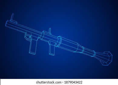 Anti-tank rocket propelled grenade launcher - RPG 7. Wireframe low poly mesh vector illustration.