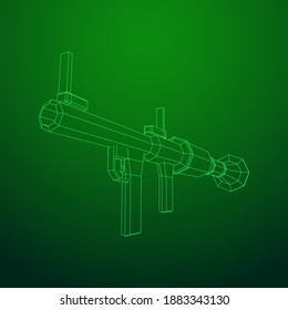 Anti-tank rocket propelled grenade launcher - RPG 7. Wireframe low poly mesh vector illustration.