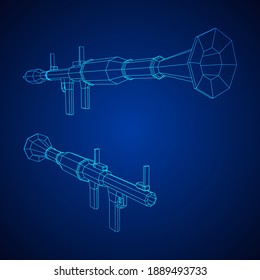 Panzerabwehrraketenwerfer - RPG 7. Wireframe Low-Poly-Mesh, Vektorgrafik.