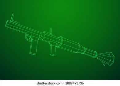 Anti-tank rocket propelled grenade launcher - RPG 7. Wireframe low poly mesh vector illustration.