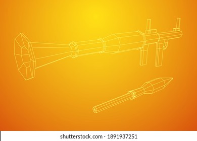 Anti-tank rocket propelled grenade launcher - RPG 7. Wireframe low poly mesh vector illustration.