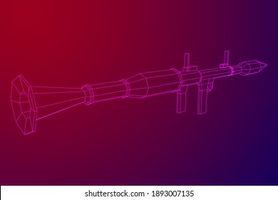Anti-tank rocket propelled grenade launcher - RPG 7. Wireframe low poly mesh vector illustration.