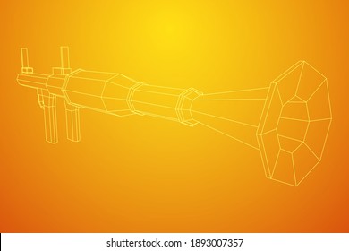Panzerabwehrraketenwerfer - RPG 7. Wireframe Low-Poly-Mesh, Vektorgrafik.