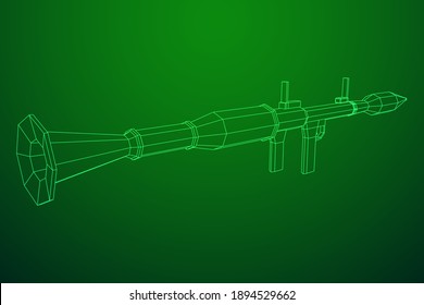 Panzerabwehrraketenwerfer - RPG 7. Wireframe Low-Poly-Mesh, Vektorgrafik.