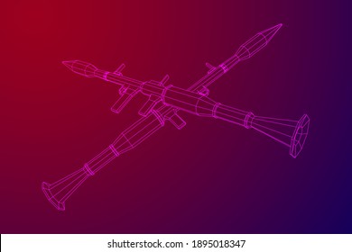 Lanzagranadas propulsadas por cohetes antitanque - RPG 7. Ilustración vectorial de malla baja de malla de malla de alambre.