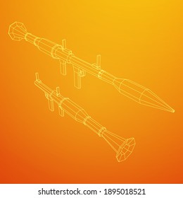 Lanzagranadas propulsadas por cohetes antitanque - RPG 7. Ilustración vectorial de malla baja de malla de malla de alambre.
