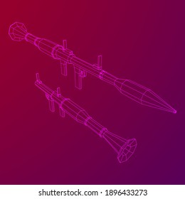 Panzerabwehrraketenwerfer - RPG 7. Wireframe Low-Poly-Mesh, Vektorgrafik.