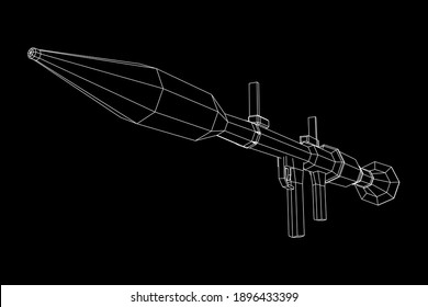 Panzerabwehrraketenwerfer - RPG 7. Wireframe Low-Poly-Mesh, Vektorgrafik.