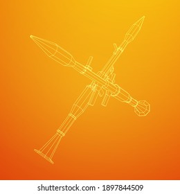 Panzerabwehrraketenwerfer - RPG 7. Wireframe Low-Poly-Mesh, Vektorgrafik.