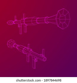 Anti-tank rocket propelled grenade launcher - RPG 7. Wireframe low poly mesh vector illustration.