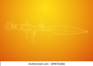 Lanzagranadas propulsadas por cohetes antitanque - RPG 7. Ilustración vectorial de malla baja de malla de malla de alambre.