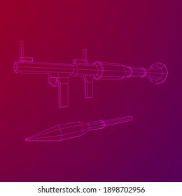 Anti-tank rocket propelled grenade launcher - RPG 7. Wireframe low poly mesh vector illustration.