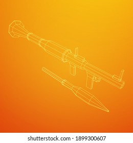 Panzerabwehrraketenwerfer - RPG 7. Wireframe Low-Poly-Mesh, Vektorgrafik.