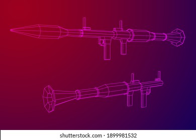 Lanzagranadas propulsadas por cohetes antitanque - RPG 7. Ilustración vectorial de malla baja de malla de malla de alambre.