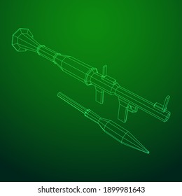Panzerabwehrraketenwerfer - RPG 7. Wireframe Low-Poly-Mesh, Vektorgrafik.