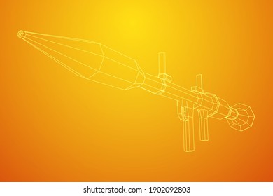 Panzerabwehrraketenwerfer - RPG 7. Wireframe Low-Poly-Mesh, Vektorgrafik.