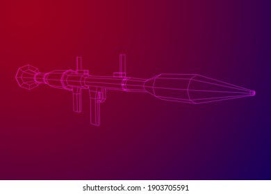 Lanzagranadas propulsadas por cohetes antitanque - RPG 7. Ilustración vectorial de malla baja de malla de malla de alambre.