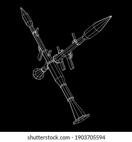 Panzerabwehrraketenwerfer - RPG 7. Wireframe Low-Poly-Mesh, Vektorgrafik.