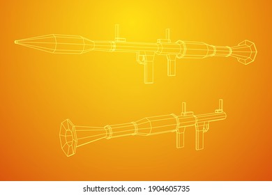 Anti-tank rocket propelled grenade launcher - RPG 7. Wireframe low poly mesh vector illustration.